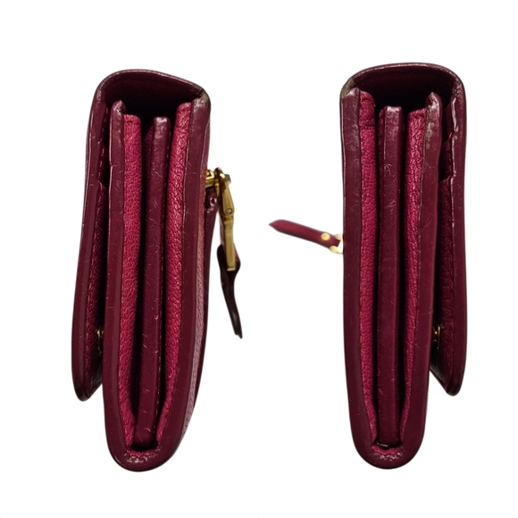 Miu Miu Portafoglio Pattina Flap Wallet In Madras Leather In Peony Pink - Picture 5 of 17